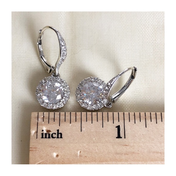 NADRI Framed Round Cubic Zirconia Drop Pierced Earrings - Picture 8 of 10